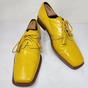 Giorgio BrutiniYellow Leather Mens Square-Toe Oxford Dress Shoes 8.5M